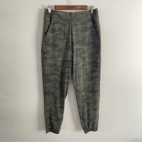 Athleta | Women’s Brooklyn Textured Lined Jogger Green Olive Camo Lux Pant 8 - Picture 2 of 13